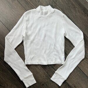 Tna Thermal Mockneck Cropped Top Long Sleeve Waffle-Knit